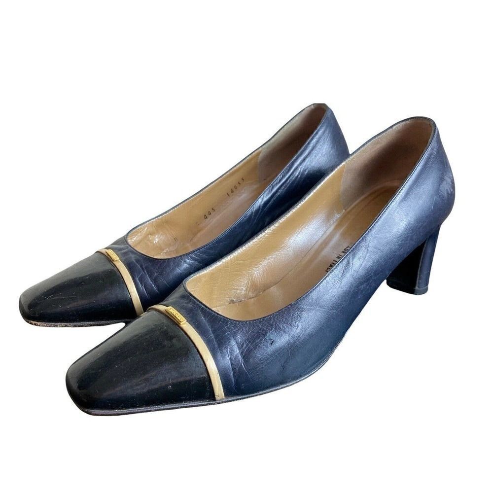 St. John Italy Vintage Cap Toe Pointed Toe Slip On Heels 6.5B - Picture 2 of 8
